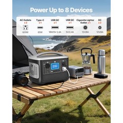 600W Solar Generator: 493Wh LiFePO4 Battery, 8-Port Power Station for Camping