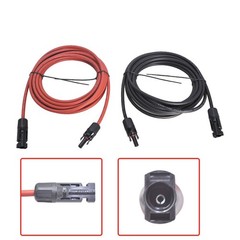 12AWG Solar Panel Extension Cable Wire Connector 1 Pair 25ft Black + Red