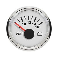 Waterproof Voltmeter Volt Meter 8-16V with Backlight 12V White+Stainless Steel