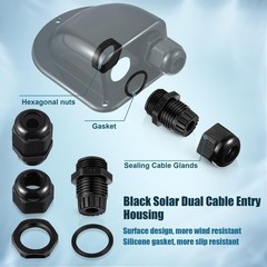 4 Set Waterproof Solar Cable Gland – Dual Entry for 3mm²-10mm², ABS Housing, RV,