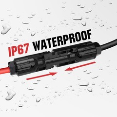 10FT 10AWG Solar Extension Cable 30A/1000V DC, IP67 Waterproof with Compatibl…