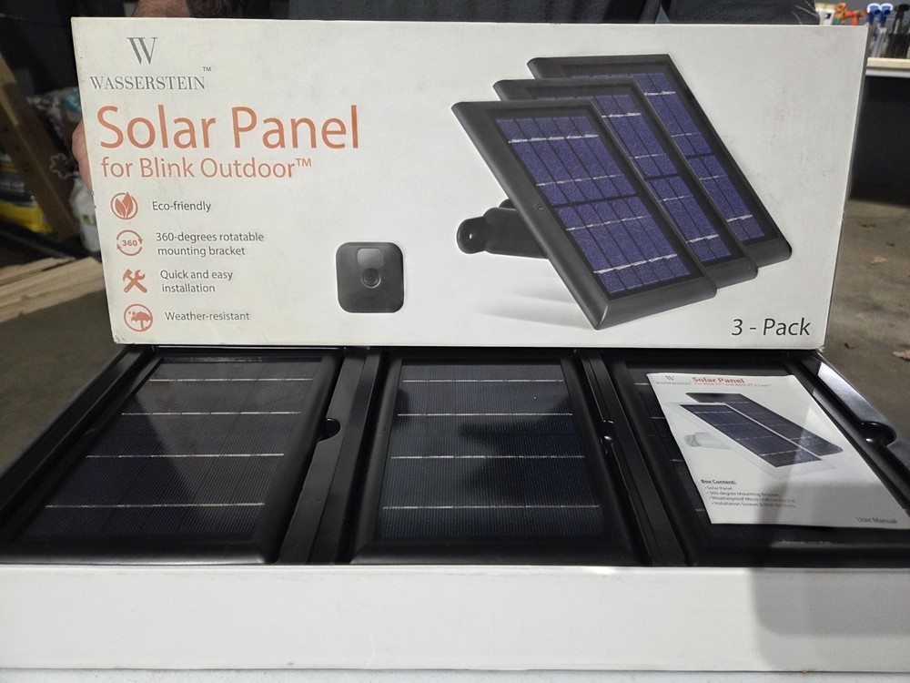 Wasserstein 3 Pack Solar Panels For Blink Outdoor Cameras BLACK