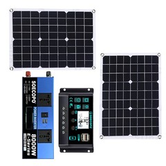 8000W Off-Grid Solar (12V/24V to 110V/220V) 2pcs Solar Panels,Charge Controller
