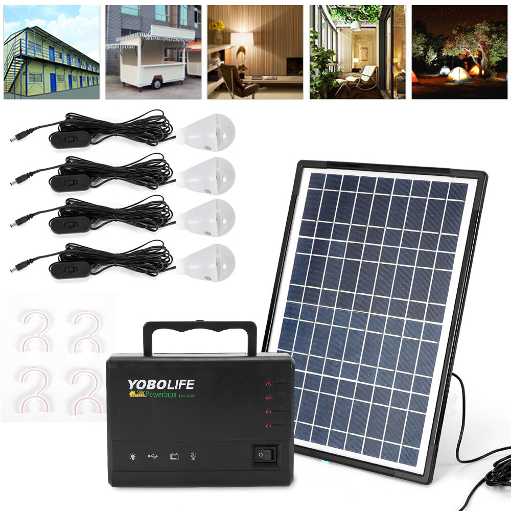 Portable Station Solar Panel Power Inverter Electric Generator Set +4 LED Light