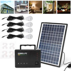 Portable Station Solar Panel Power Inverter Electric Generator Set +4 LED Light