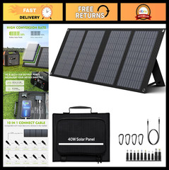 40W Foldable Solar Panel for Portable Power Station, QC3.0 USB, 12-15V DC, 10 Co