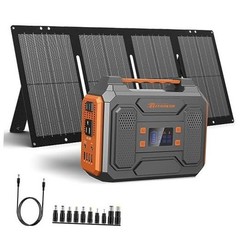 Portable Solar Generator, 300W Portable Power Station with Black Orange