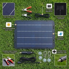 30W Solar Panel 12V Trickle Charger Battery Maintainer for Car Boat RV Trailer
