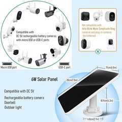 Rhorawill 6W Solar Panel for Security Camera & Outdoor Devices – 2 Pack