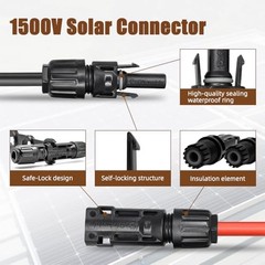 8AWG Solar Panel Extension Cable,1500V IP68 Solar Wire with PV Female 20FT 8AWG
