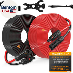 Solar Extension Cable 10AWG 6Mm² 100FT PV Wire 10Gauge Adaptor Panels Cables wit