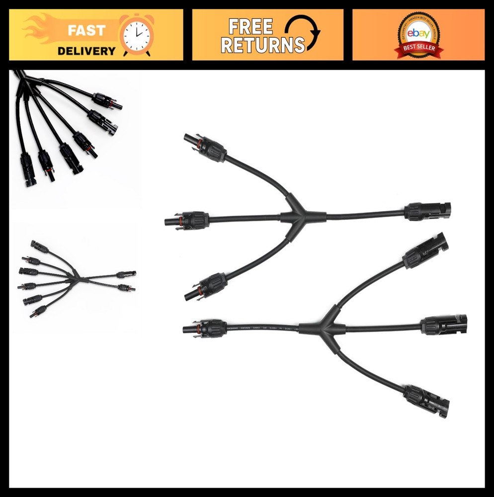 Solar Connectors M Branch Parallel Adapter Cable – MMMF & FFFM Pair, 1 Pack