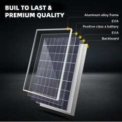 30W 12V Aluminum Frame Solar Panel W/ 100A Controller for Camping Caravan Motor