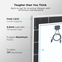 120W Watt Glass Solar Panel Monocrystalline PV Modul for RVs Camping Boat IP68