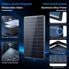 2PCS Solar Panel 400W(200*2) Bifacial N-Type PV Module 12V Home Off-Grid Battery