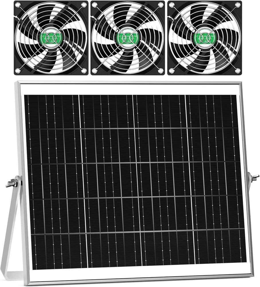 Solar Greenhouse Fan Kit 30W Waterproof Exhaust Intake Ventilation Shed Chicken