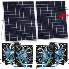 2 Set 20W Solar Powered High Speed Exhaust Fan Kit with Adjustable Stand