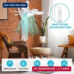 Tujoe 2 Set Solar Powered Ceiling Fan Kit for Outdoor,Portable 15W Solar Panel P