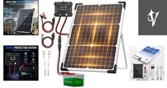 30W 12V Solar Panel Charger Trickle Maintainer Kit with Safety Features