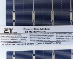 Pallet of 31 NEW 450 WATT ET SOLAR ET-M672BH450TW PANELS 144 cell PICKUP ONLY