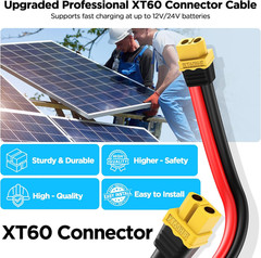 Mc4 to Xt60, 20FT Xt60 Connector Solar Charge Cable, 12AWG Pure Copper Solar Pan