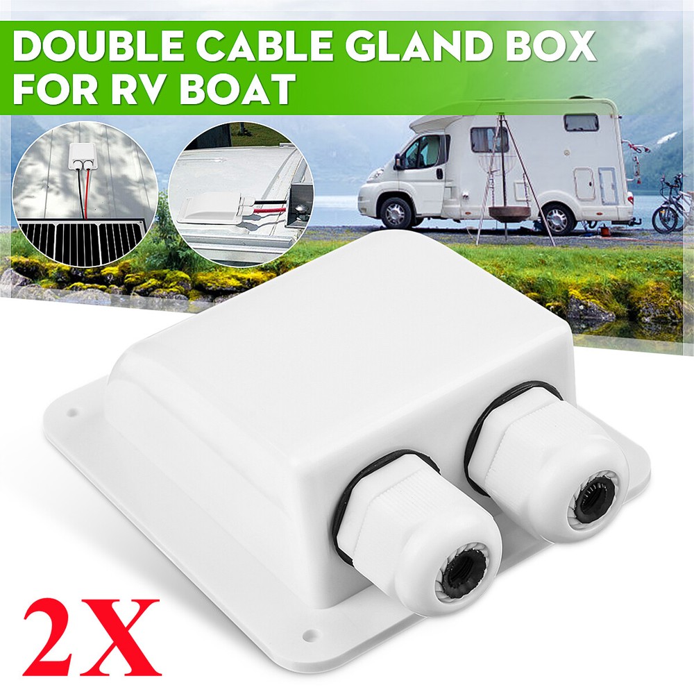 2Pcs Double Wire Cable Entry Gland Box Roof Solar Panel Junction Box RV Caravan