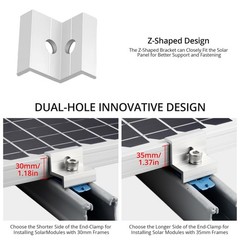 10pcs Solar Panel End Clamp for Standard Unistrut, Aluminum 30mm/35mm Solar P…