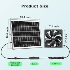 Solar Greenhouse Fan 7.1 2 Pack 25W Exhaust Intake