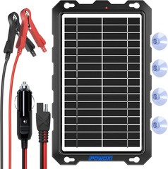POWOXI 7.5W 12V Solar Battery Charger Trickle Maintainer for Car RV Marine Boat