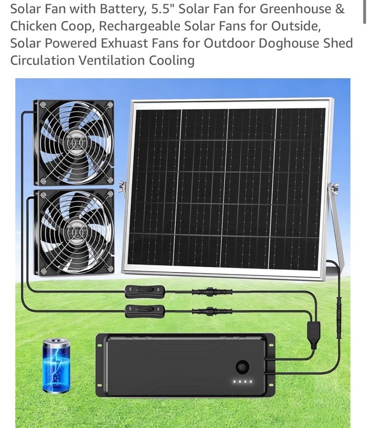 5.5” Solar Greenhouse Fan, 30W Chicken Coop Fan | Free Shipping