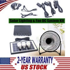 Solar Power Energy Lighting System Kit Set W/ 3 LED Lights, 1*Fan, 1 Solar Panel