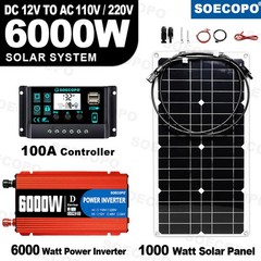6000W Solar System Kit, Flexible Panel 100A Controller, 12V DC to 110V/220V