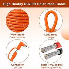 75FT 14AWG DC Solar Panel Extension Cable with Adapters for Power Stations