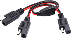 30Cm SAE Y Splitter Adapter Cable – 1 to 2 DC Power Automotive Extension Cable w