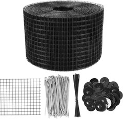 6in x 100ft Solar Panel Bird Guard 1/2in Mesh PVC Coat with 70 Clips Black Rolls