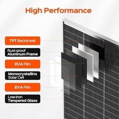 250W 24V Monocrystalline Solar Panel High Efficiency Off-Grid Module RV Marine
