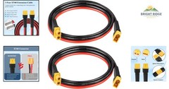 2PCS 3FT XT60 Extension Cable Male to Female Connector for Solar Power Systems