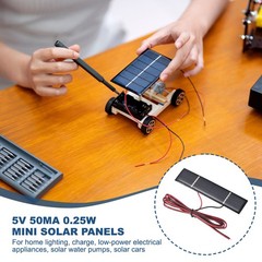 2Pcs 5V 0.25W 50mA Mini Solar Panels with Cable, 107 x 26mm