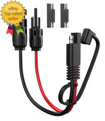 Solar Extension Cable 10AWG 30Cm with 2 SAE Polarity Reverse Adapters
