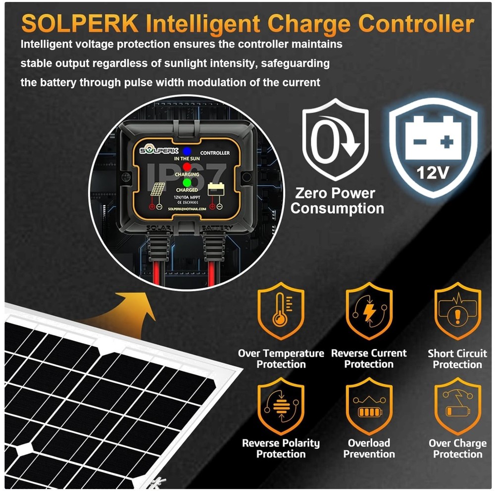 Adjustable Mount Bracket Solar Kit – 20W 12V Trickle Charger