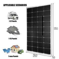 400W 12V Mono Solar Panel PV Power Charger Home RV Boat Camping Garden Off Grid