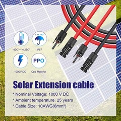50ft Black +50ft Red 10AWG Solar Panel Extension Cable Flexible Wire Connectors