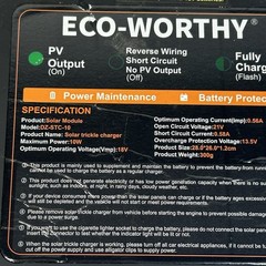 Solar Battery Trickle Charger 10W 12V OBDII with Stand for Car Truck Boat RV ATV