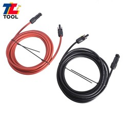 1 Pair Solar Panel Extension Cable Wire Connector 20 Feet Black + Red 6mm²/10AWG