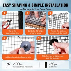 8 inch x100ft Solar Panel Bird Guard, Critter Guard Roll Kit w/100pcs Fasteners
