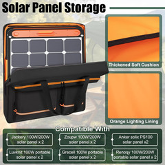 Solar Panel Storage Bag with Orange Lining, Deepened Opening, Zipper with Pull a