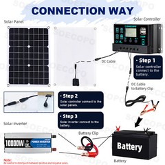 10000W 110V Power Inverter Solar Generator With 500W Solar Panel Home CompleteuI