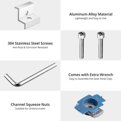 10pcs Solar Panel End Clamp for Standard Unistrut, Aluminum 30mm/35mm Solar P…