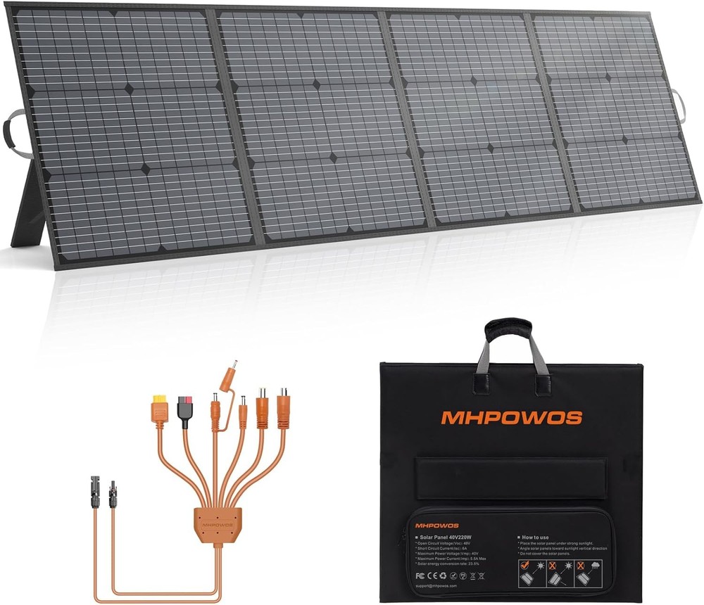 Portable Solar Panel 220W 40V Monocrystalline Foldable