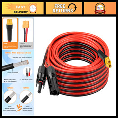 35FT 10AWG XT60 Solar Extension Cable – Male to Female Adapter for Power Station